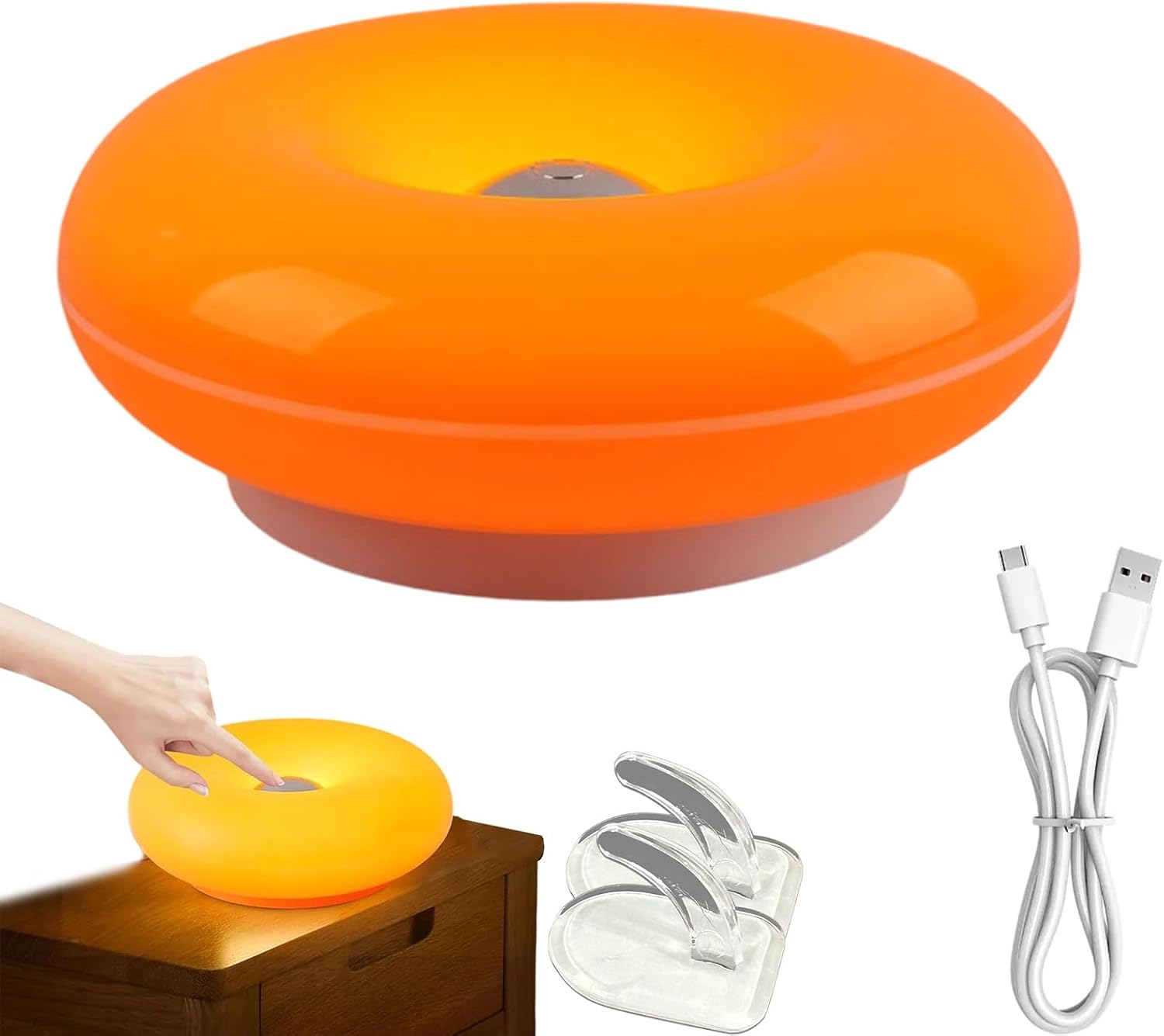 Colour Changing Bulb - Lampu Atmosfer Donat Oranye Kreatif, Lampu