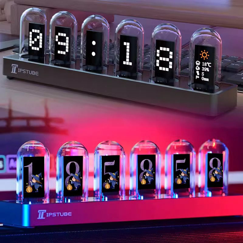 Lighting Decoration Ideas For Home - Jam Tabung Nixie RGB LED Menyala