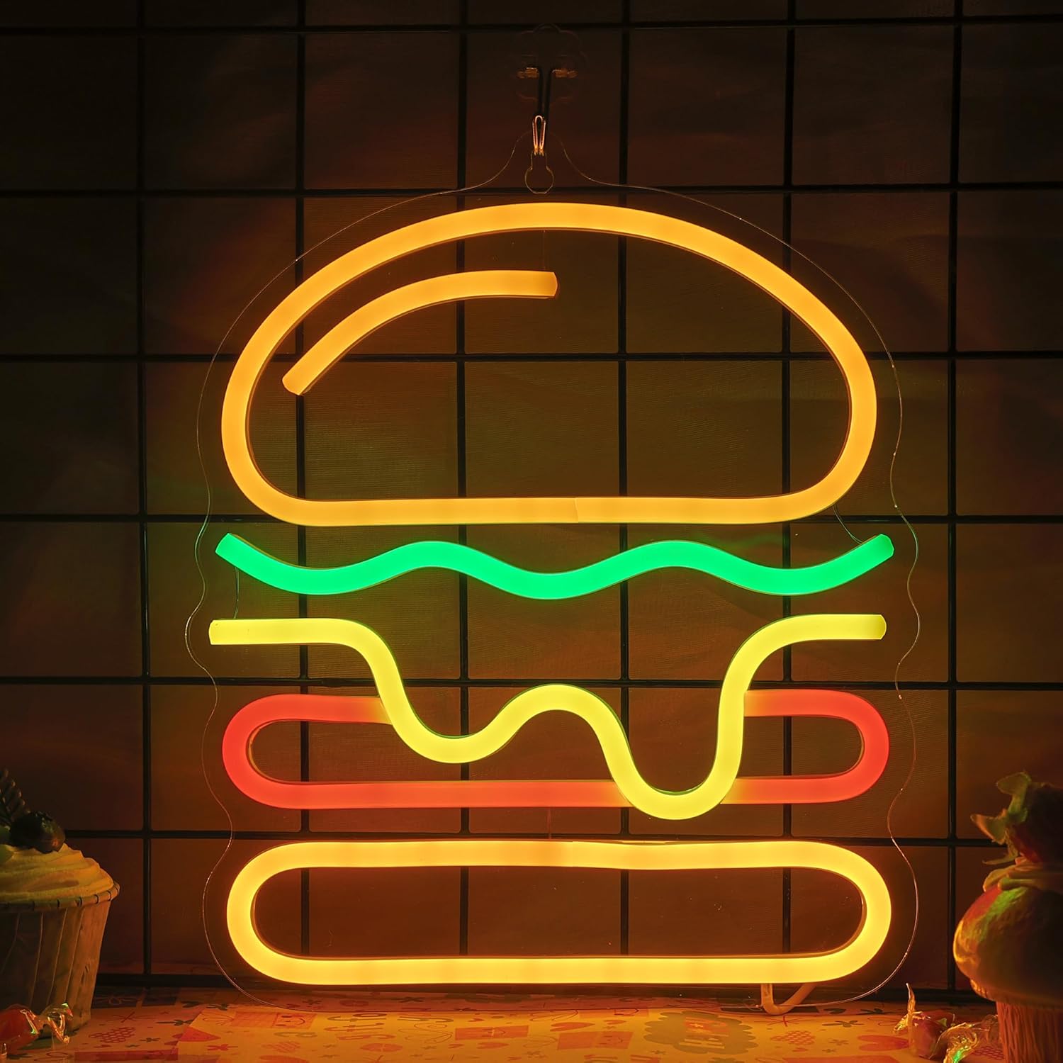 Lighting Decoration Ideas For Home - Lampu Neon Burger dengan Lampu LED
