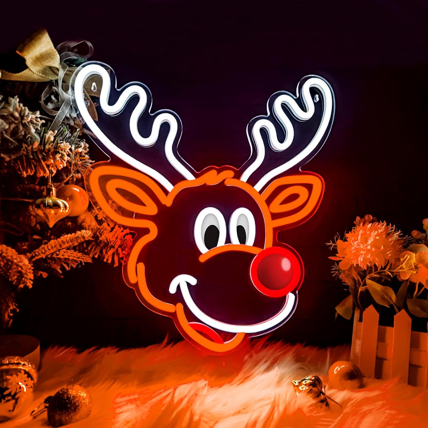 Lighting Decoration Ideas For Home - Lampu Neon Rusa Natal Lucu dengan