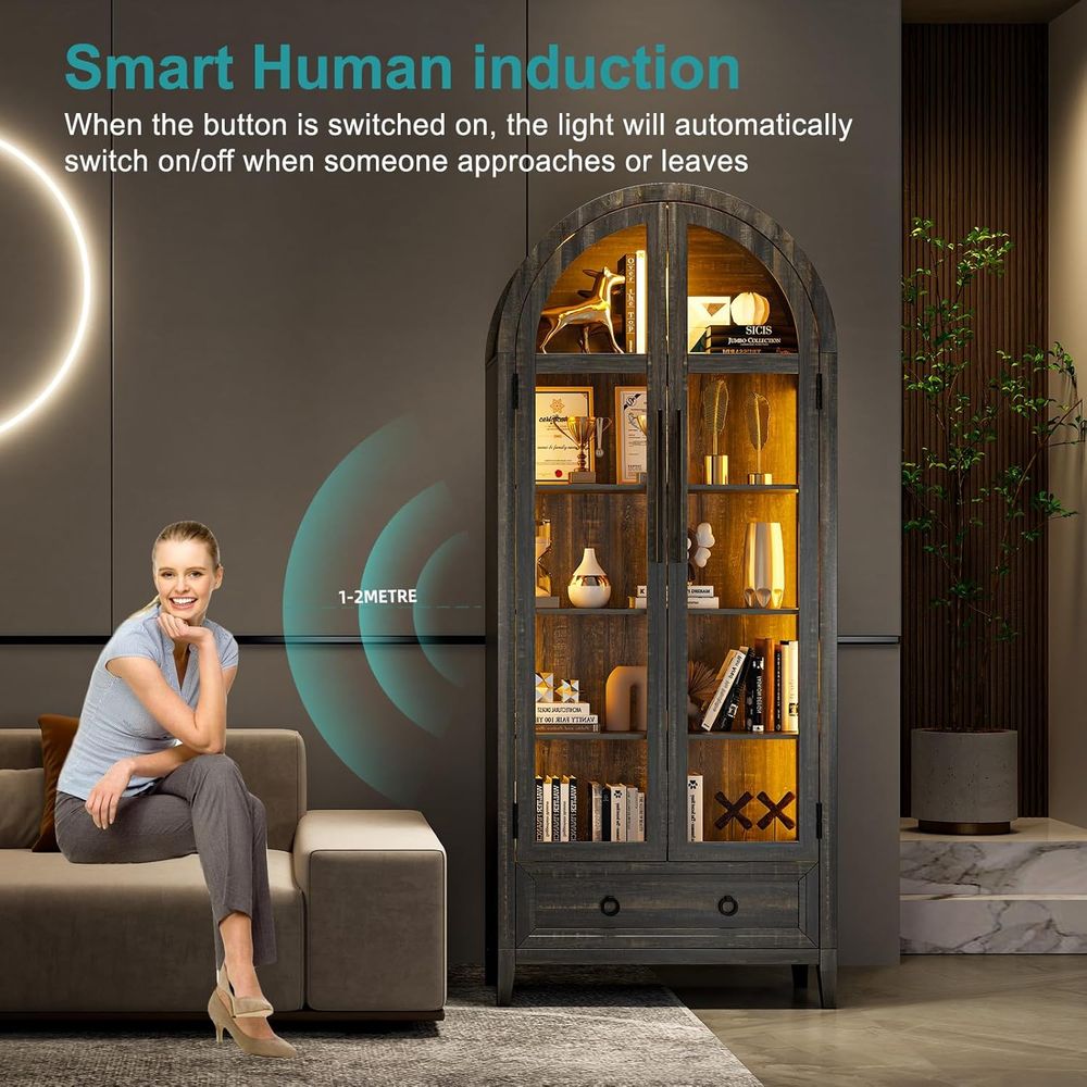 Lemari Pajangan Kaca Lengkung  - Lighting & Home Decor Studio ulasan dan harga