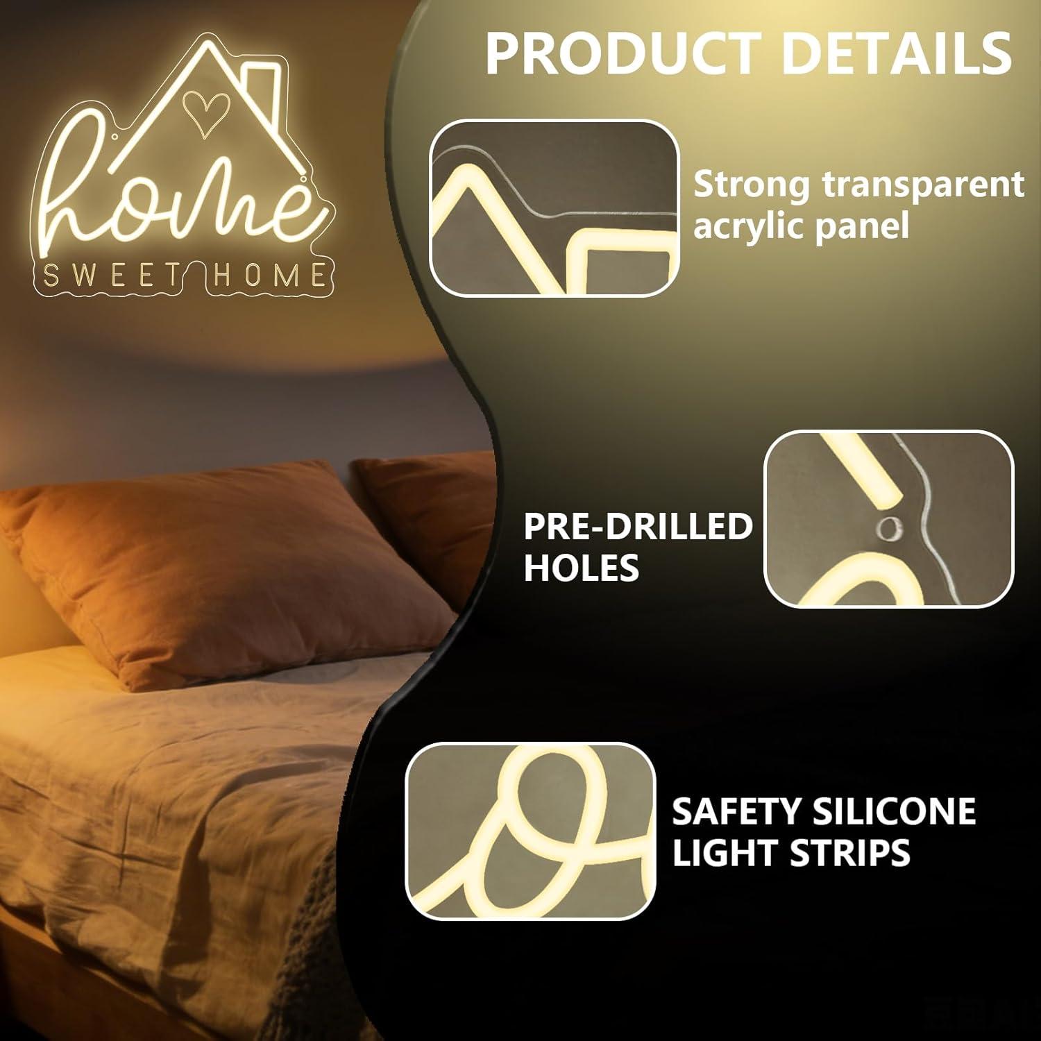Lampu LED Neon Sweet Home USB  - Lighting Decor House ulasan dan harga