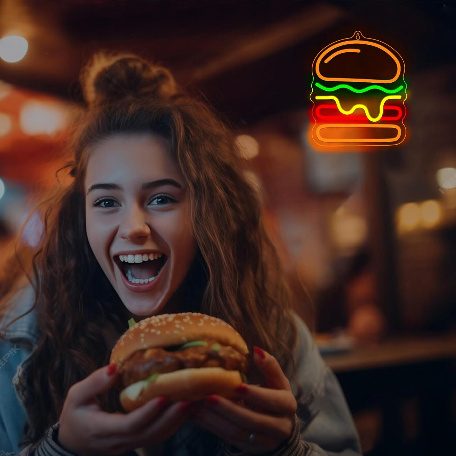 Lampu Neon Burger dengan Lampu - Lighting Decoration Ideas For Home ulasan dan harga