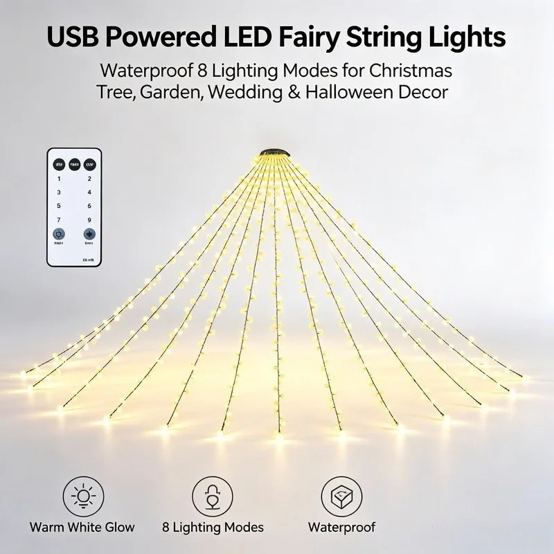 Lampu LED USB Tahan Air, 8 Mod - Lighting Decor For Wedding ulasan dan harga