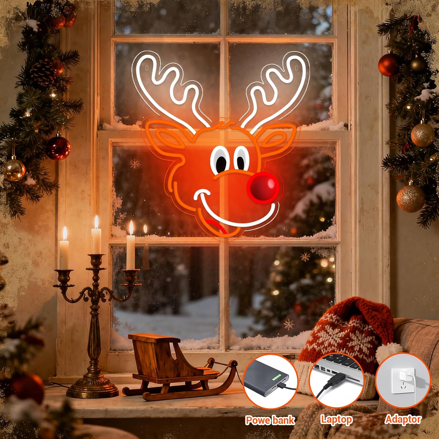Lampu Neon Rusa Natal Lucu den - Lighting Decoration Ideas For Home ulasan dan harga